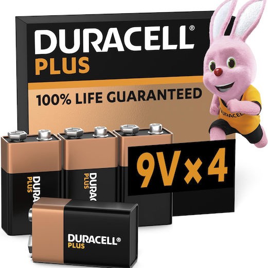 Duracell Plus Power Αλκαλικές Μπαταρίες 9V 4τμχ