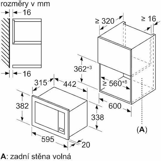 Bosch Εντοιχιζόμενος Φούρνος Μικροκυμάτων 20lt Μαύρος