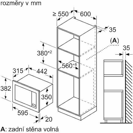 Bosch Εντοιχιζόμενος Φούρνος Μικροκυμάτων 20lt Μαύρος