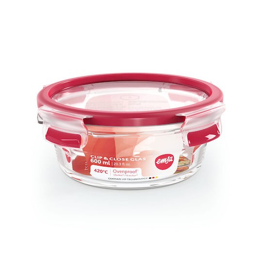 Emsa Δοχείο Φαγητού Γυάλινο Κόκκινο 600ml
