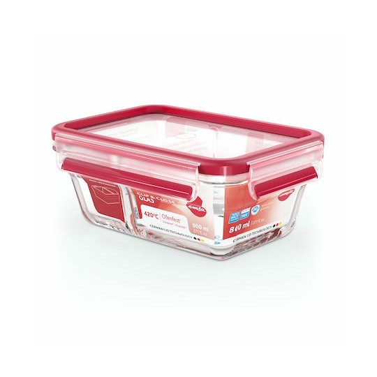 Emsa Δοχείο Φαγητού Γυάλινο Κόκκινο 800ml