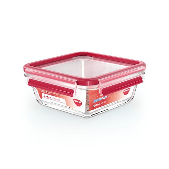 Emsa Δοχείο Φαγητού Γυάλινο Κόκκινο 800ml