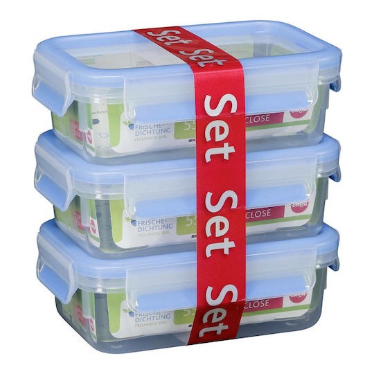 Emsa Clip & Close Σετ Δοχεία Φαγητού Πλαστικά Blue 17.5x12.5cm 3τμχ