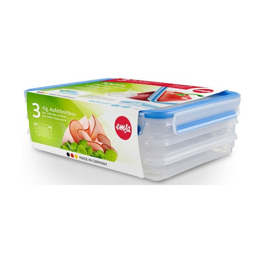 Emsa Σετ Δοχεία Φαγητού Πλαστικά Μπλε 3τμχ