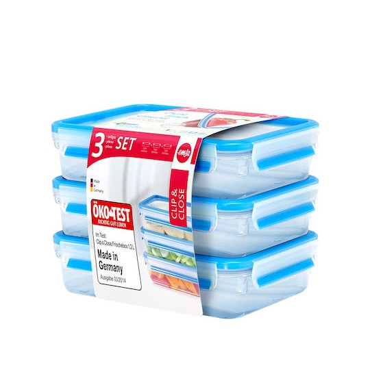 Emsa Σετ Δοχεία Φαγητού Πλαστικά Διάφανα 22.5cm 3τμχ