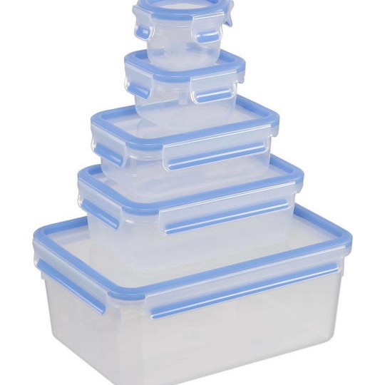 Emsa Clip & Close Σετ Δοχεία Φαγητού Πλαστικά Transparent/Blue 40cm 5τμχ