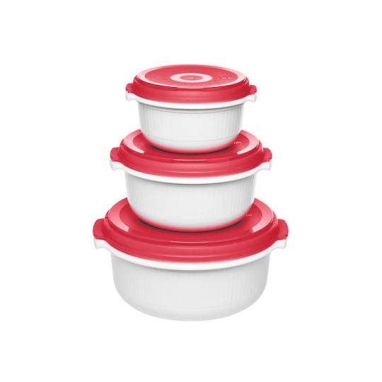 Emsa Micro Σετ Δοχεία Φαγητού Πλαστικά Κόκκινα 13.5cm 3τμχ