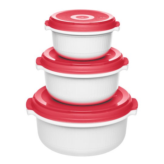 Emsa Micro Σετ Δοχεία Φαγητού Πλαστικά Κόκκινα 13.5cm 3τμχ