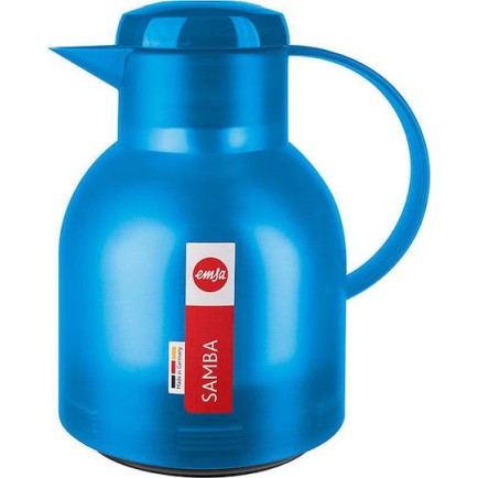 Emsa Jug Quick Press Translucent Κανάτα Θερμός Πλαστικό 1lt Μπλε με Λαβή