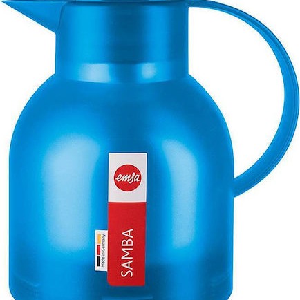 Emsa Jug Quick Press Translucent Κανάτα Θερμός Πλαστικό 1lt Μπλε με Λαβή