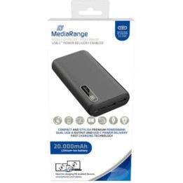 MediaRange MR756 Power Bank 20000mAh με 2 Θύρες USB-A και Θύρα USB-C Power Delivery / Quick Charge 3.0 Μαύρο