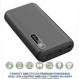 MediaRange MR756 Power Bank 20000mAh με 2 Θύρες USB-A και Θύρα USB-C Power Delivery / Quick Charge 3.0 Μαύρο
