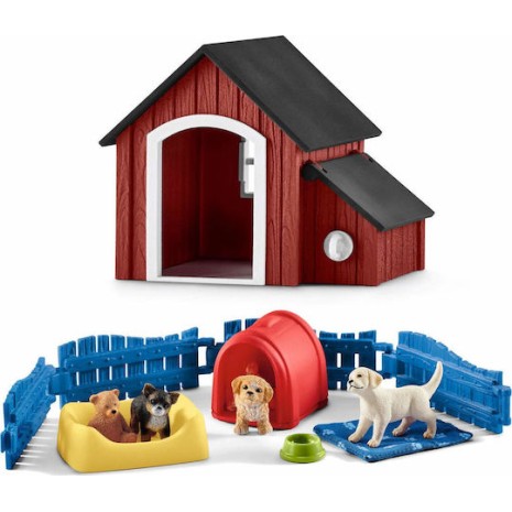 Schleich-S Παιχνίδι Μινιατούρα Σετ Puppy Pen για 3-8 Ετών