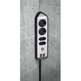 Brennenstuhl Estilo Πολύπριζο 4 Θέσεων με 2 USB-A και Καλώδιο 2m Ασημί