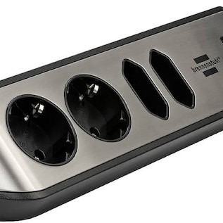 Brennenstuhl Estilo Πολύπριζο 4 Θέσεων με 2 USB-A και Καλώδιο 2m Ασημί