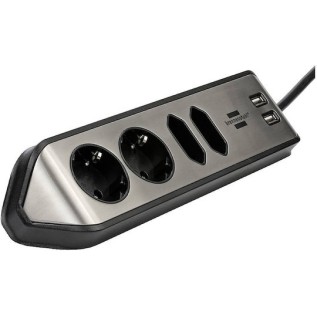 Brennenstuhl Estilo Πολύπριζο 4 Θέσεων με 2 USB-A και Καλώδιο 2m Ασημί