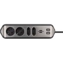 Brennenstuhl Estilo Πολύπριζο 4 Θέσεων με 2 USB-A και Καλώδιο 2m Ασημί