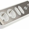 Brennenstuhl Πολύπριζο 4 Θέσεων με 2 USB-A και Καλώδιο 2m Ασημί