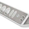 Brennenstuhl Πολύπριζο 6 Θέσεων με 2 USB-A και Καλώδιο 2m Ασημί