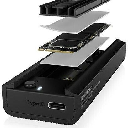Icy Box Θήκη για Σκληρό Δίσκο M.2 PCI Express / SATA III NVME με σύνδεση USB 3.2 Type-C