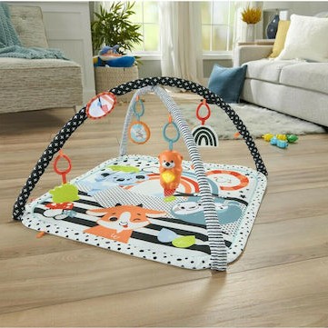 Fisher Price Γυμναστήριο Δραστηριοτήτων Gym Platform Refresh με Μουσική Πολύχρωμο για Νεογέννητα (MxΠ) 76x76cm