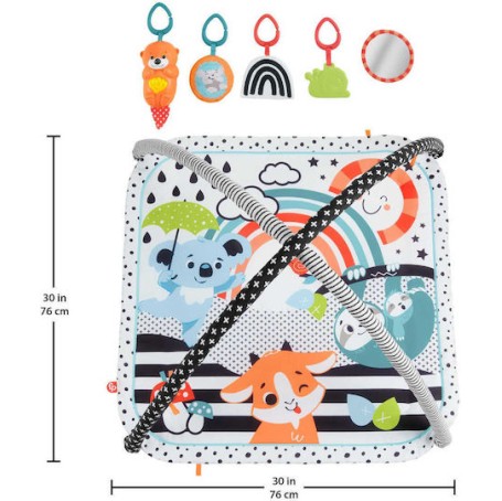 Fisher Price Γυμναστήριο Δραστηριοτήτων Gym Platform Refresh με Μουσική Πολύχρωμο για Νεογέννητα (MxΠ) 76x76cm