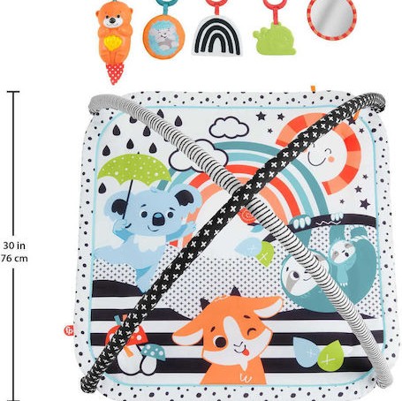 Fisher Price Γυμναστήριο Δραστηριοτήτων Gym Platform Refresh με Μουσική Πολύχρωμο για Νεογέννητα (MxΠ) 76x76cm
