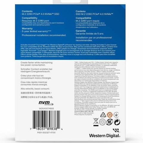 Western Digital SN5000 SSD 4TB M.2 PCI Express 4.0