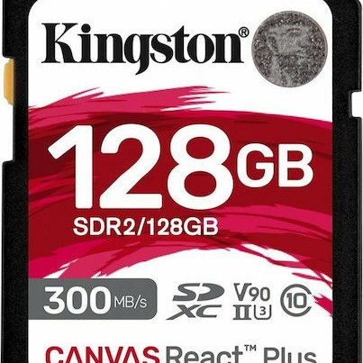 Kingston Canvas React Plus SDXC 128GB Class 10 U3 V90 UHS-II