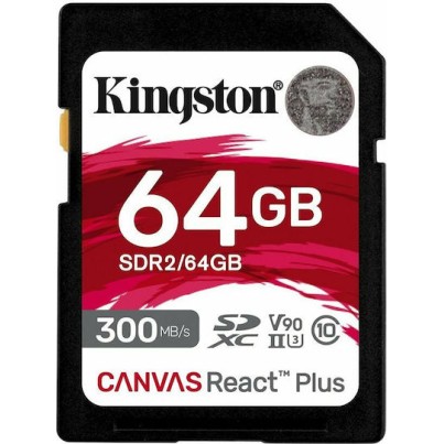 Kingston Canvas React Plus SDXC 64GB Class 10 U3 V90 UHS-II