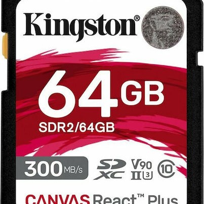 Kingston Canvas React Plus SDXC 64GB Class 10 U3 V90 UHS-II