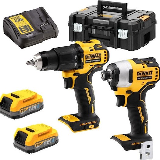 Dewalt Σετ Δραπανοκατσάβιδο & Κατσαβίδι 18V με 2 Μπαταρίες 1.7Ah και Θήκη