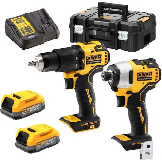 Dewalt Σετ Δραπανοκατσάβιδο & Κατσαβίδι 18V με 2 Μπαταρίες 1.7Ah και Θήκη