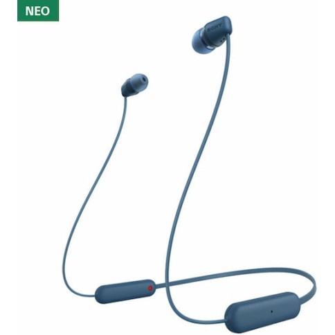 Sony WI-C100 In-ear Bluetooth Handsfree Ακουστικά με Αντοχή στον Ιδρώτα Μπλε
