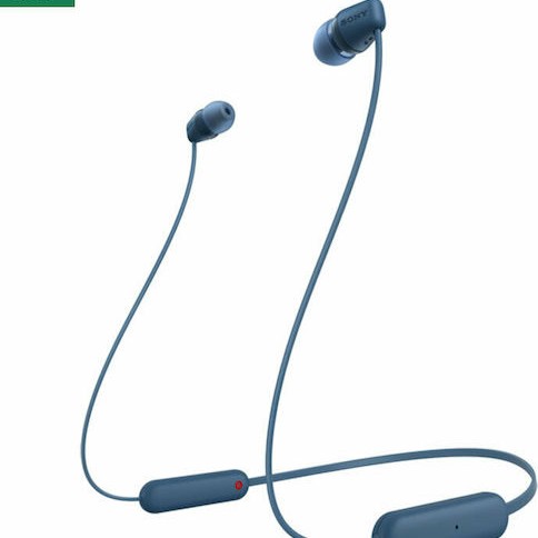 Sony WI-C100 In-ear Bluetooth Handsfree Ακουστικά με Αντοχή στον Ιδρώτα Μπλε
