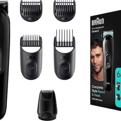 Braun Σετ Επαναφορτιζόμενης Κουρευτικής Μηχανής Μαύρο MGK3410