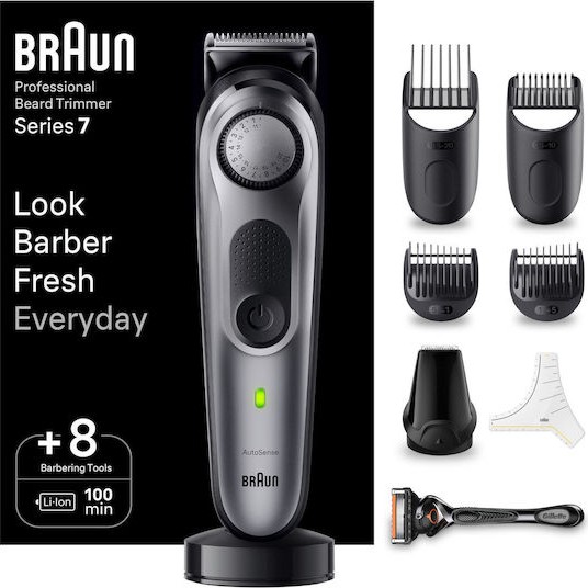 Braun Series 7 Trimmer Μηχανή Επαναφορτιζόμενη Black / Space Grey BT7420