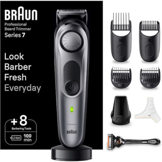 Braun Series 7 Trimmer Μηχανή Επαναφορτιζόμενη Black / Space Grey BT7420