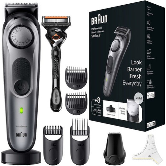 Braun Series 7 Trimmer Μηχανή Επαναφορτιζόμενη Black / Space Grey BT7420