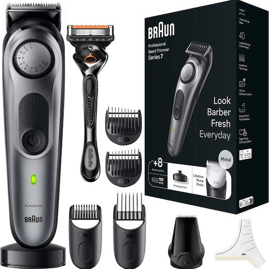 Braun Series 7 Trimmer Μηχανή Επαναφορτιζόμενη Black / Space Grey BT7420
