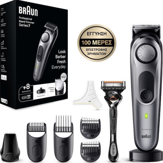 Braun Series 7 Trimmer Μηχανή Επαναφορτιζόμενη Black / Space Grey BT7420