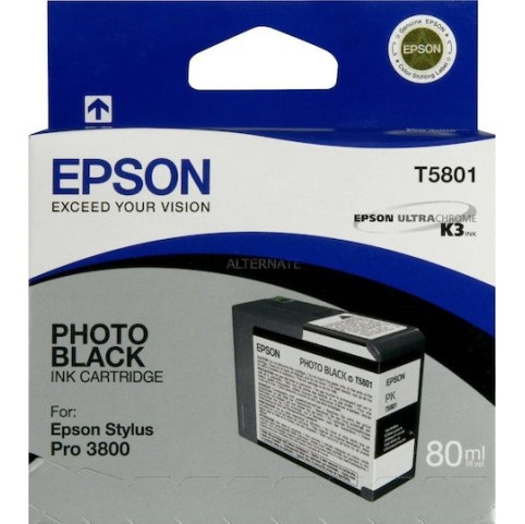 Epson T5801 Γνήσιο Μελάνι Εκτυπωτή InkJet Photo Μαύρο (C13T580100)