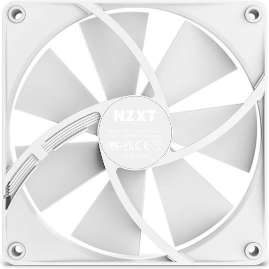 NZXT F140P Case Fan με Λευκό Φωτισμό και Σύνδεση 4-Pin PWM Λευκό