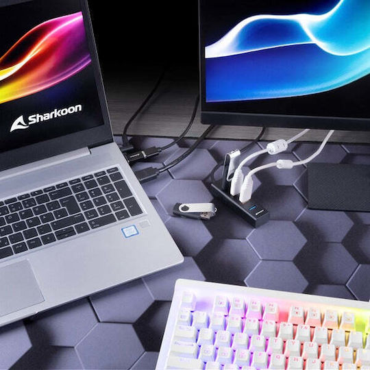 Sharkoon USB 3.2 Hub 4 Θυρών με σύνδεση USB-A / USB-C