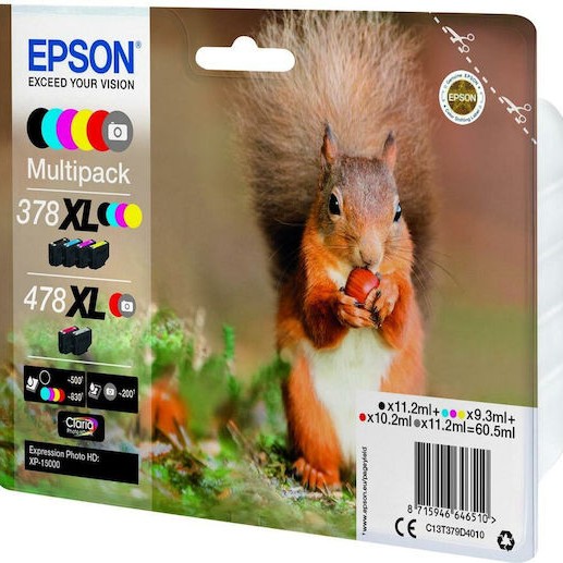 Epson 478XL Γνήσιο Πακέτο 6 Μελανιών Εκτυπωτή InkJet Photo Γκρι / Κίτρινο / Κυανό / Κόκκινο / Ματζέντα / Μαύρο (C13T379D4010)