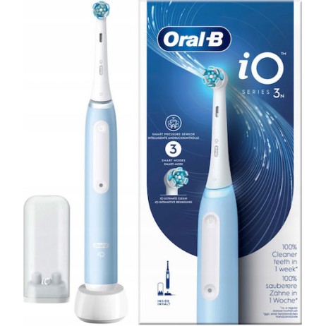 Oral-B iO Series 3N Ηλεκτρική Οδοντόβουρτσα με Αισθητήρα Πίεσης και Θήκη Ταξιδίου Μπλε