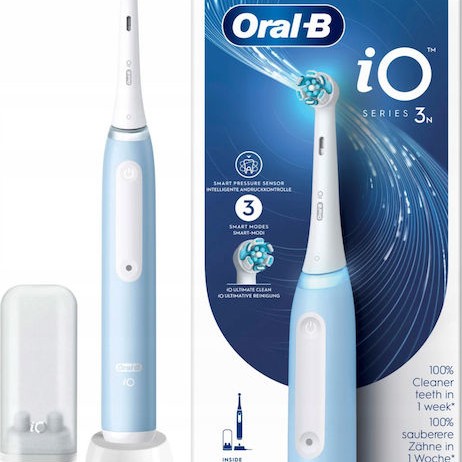 Oral-B iO Series 3N Ηλεκτρική Οδοντόβουρτσα με Αισθητήρα Πίεσης και Θήκη Ταξιδίου Μπλε