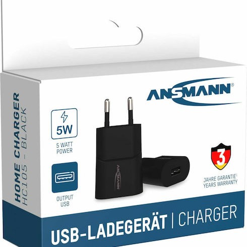 Ansmann Φορτιστής Χωρίς Καλώδιο με Θύρα USB-A Μαύρος (HC105)