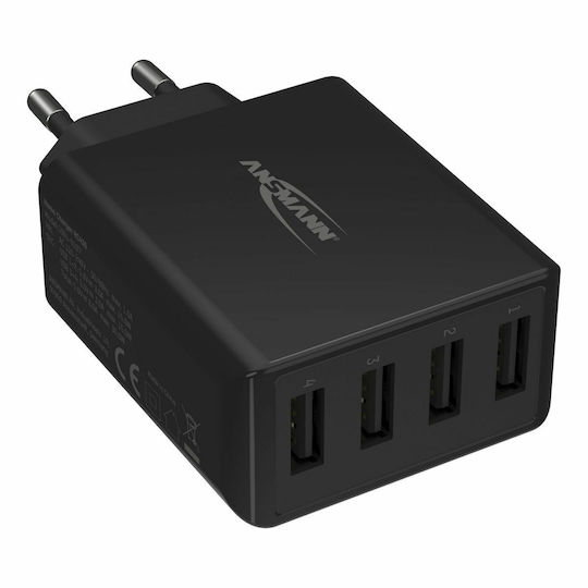 Ansmann Φορτιστής Χωρίς Καλώδιο με 4 Θύρες USB-A 30W Μαύρος (HC430)