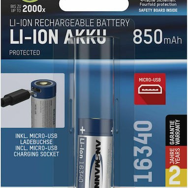 Ansmann Akku Επαναφορτιζόμενη Μπαταρία 16340 Li-ion 850mAh 3.6V 1τμχ